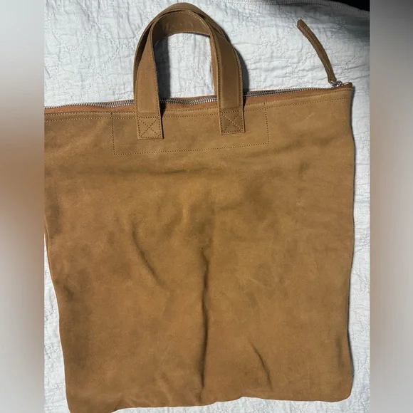 Men's H&M Atelier Suede Tote Bag Brown Large Minimalist Leather Shopper A/W 2025 - Picture 12 of 12